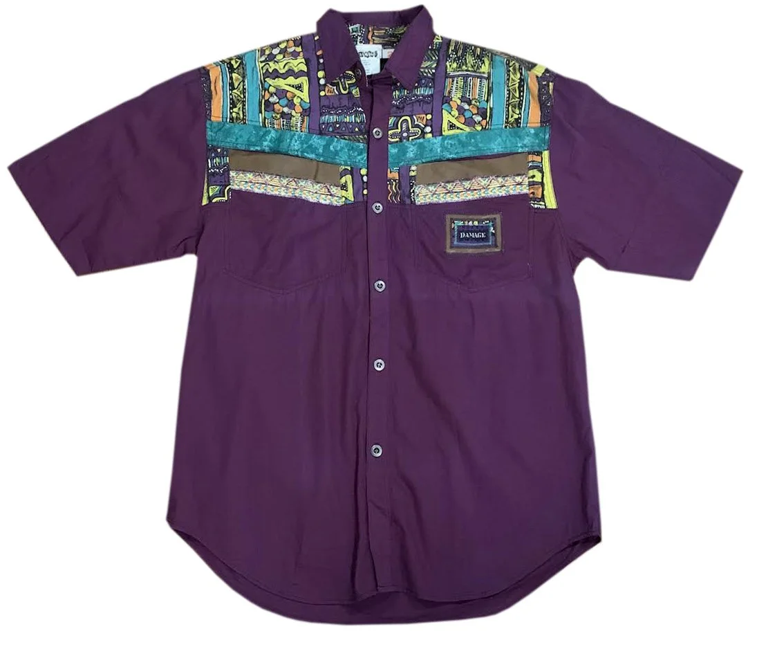 Vintage Major Damage Colorful Button Down Shirt (Size 2, XL) — RootsBK